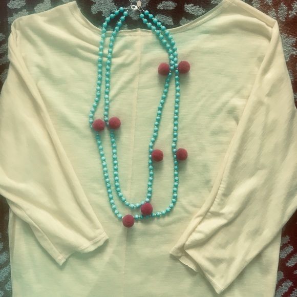 NWOT Pom necklace - trendy double strand - Picture 2 of 7